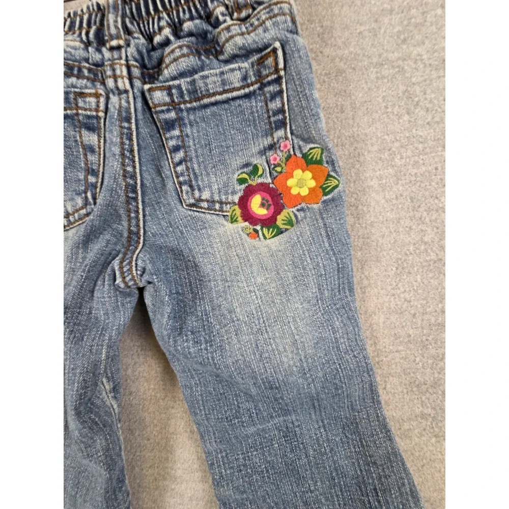 The Childrens Place Girls 18M Embroidered Jeans Stretch Flower Butterfly Boho